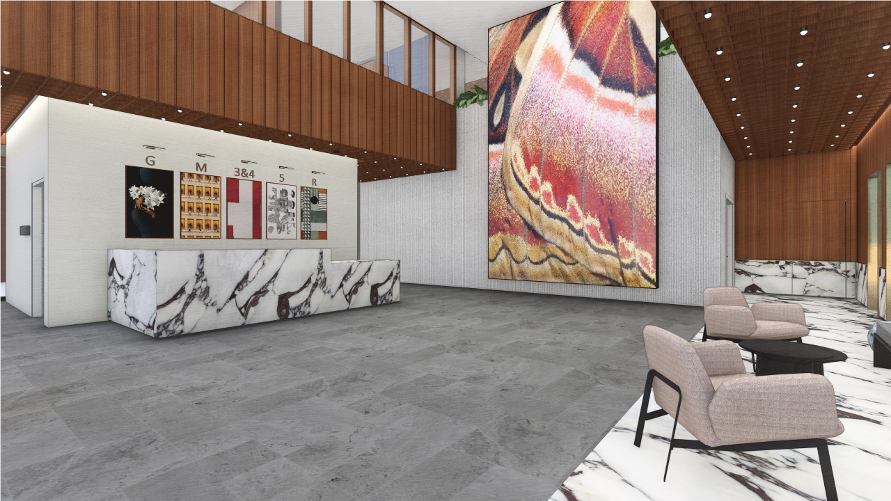Architectural rendering of the Vizcaya Capital lobby in Coconut Grove, Miami